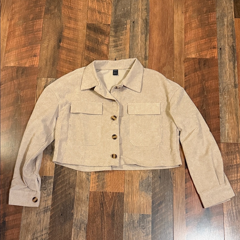 SHEIN Light Tan Corduroy Utility Jacket